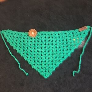 Green Crochet Triangle Scarf